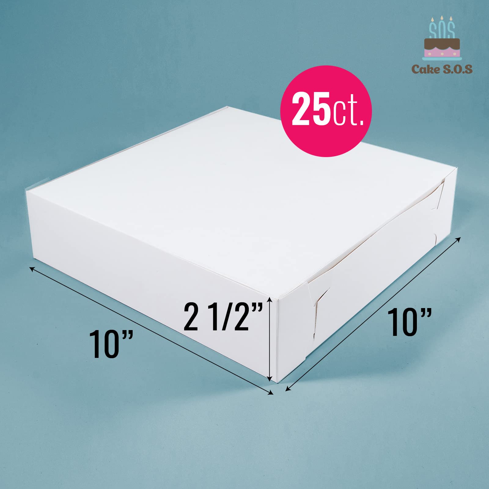 ZKKZOMA 24-Pack 10x10x2.5" White Pie Boxes With Window - Includes 70ft Silk Ribbon & Stickers For Baking