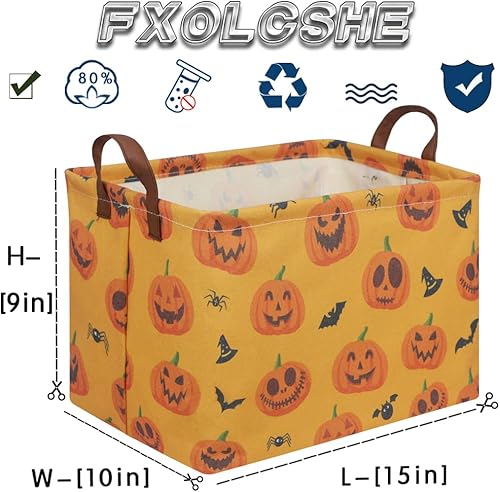 Miniatura 7 de Cesta de Halloween Rectangular, Cesta de Truco o Golosina para Niños y Niñas, Caja de almacenamiento plegable impermeable, Decoración de Halloween