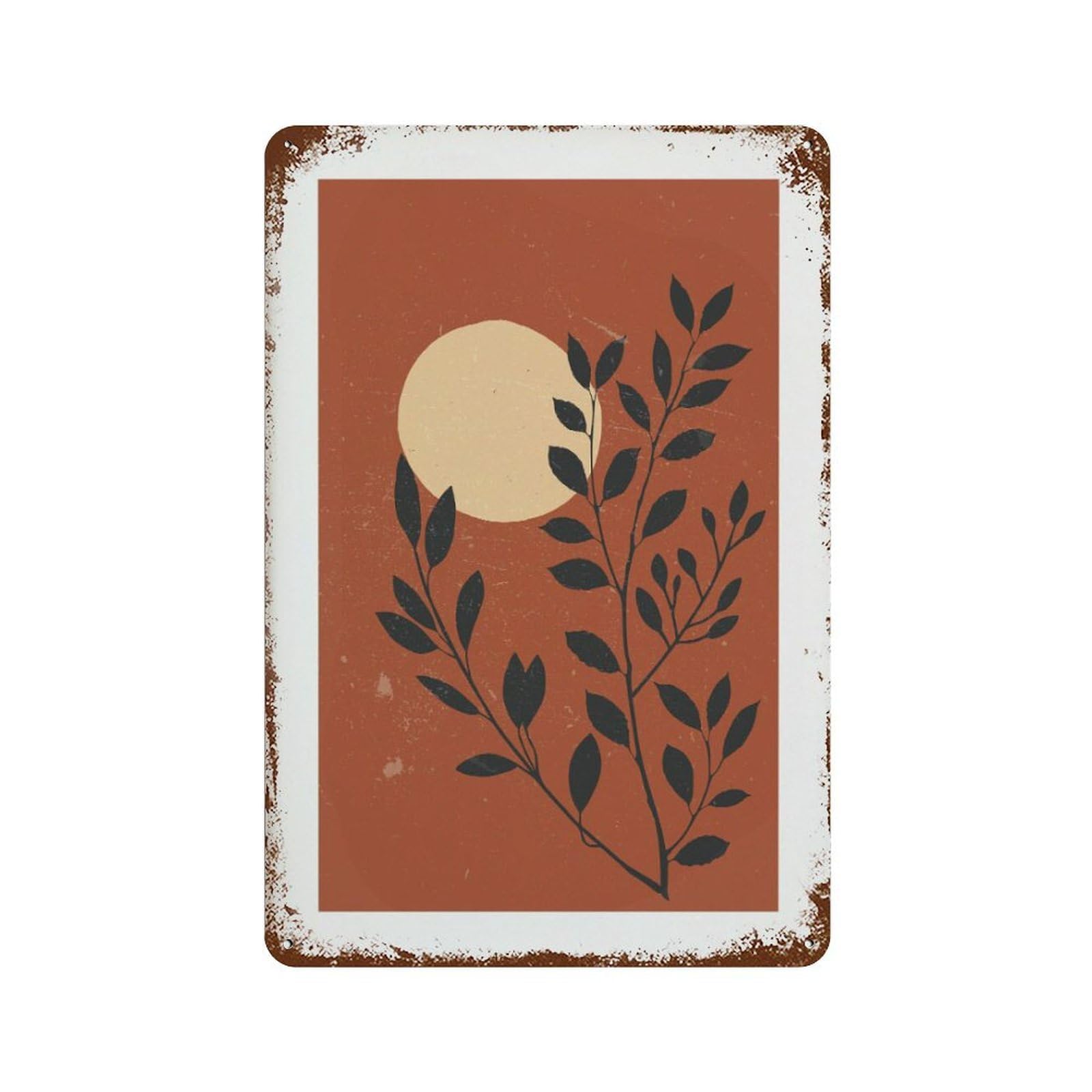 xiaoxiaoshen Desert Sunset Botanical Minimalist Line Wall Decor Art Metal Tin Poster Modern Home Decor Art Home Bar Shop Decorations Vintage Sign 30x20cm
