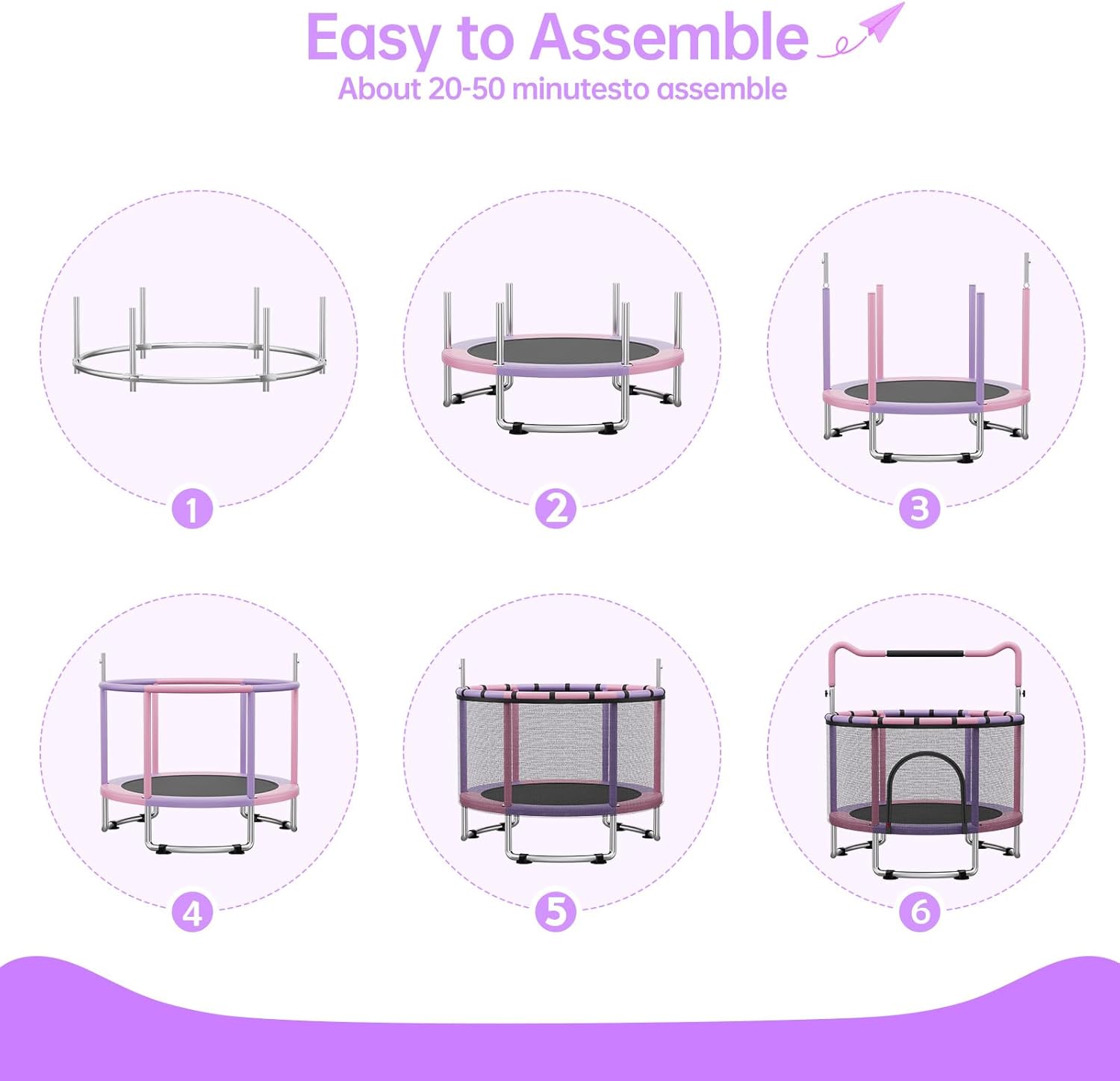 55/60" Trampoline for Kids, 4.5/5 FT Toddler Trampoline with Enclosur Net, Basketball Hoop & Sandbag, 440 LBS Capacity, Adjustable Height，Gifts for Ages 3-12 Boys & Girls