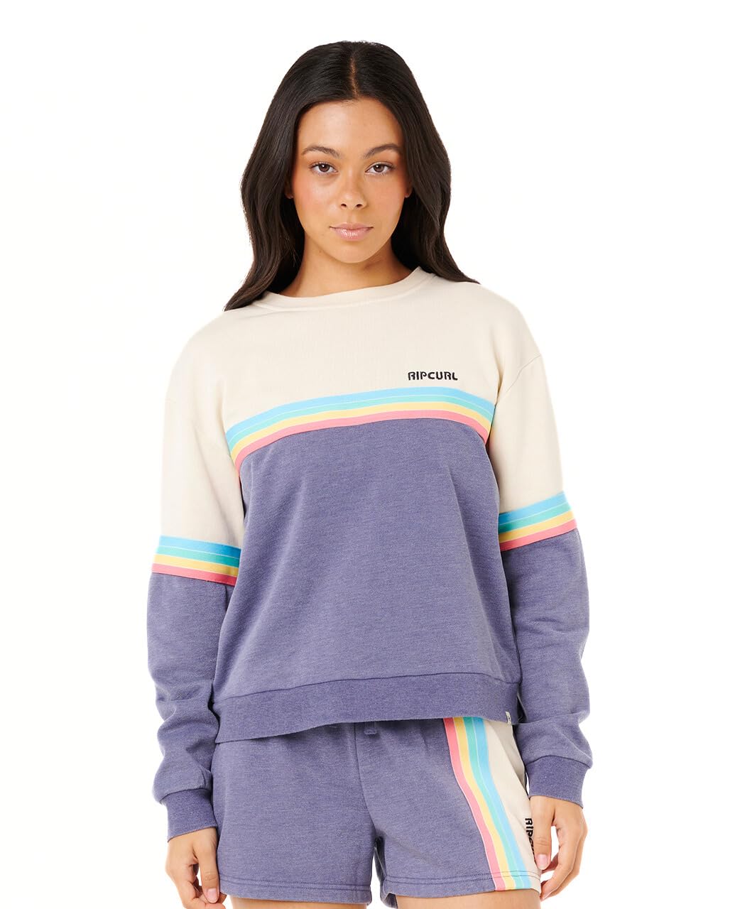Rip Curl Women's High Tide Surf Raglan Pullover Crew Sweatshirt, Blue 253 Surf Revival, XS