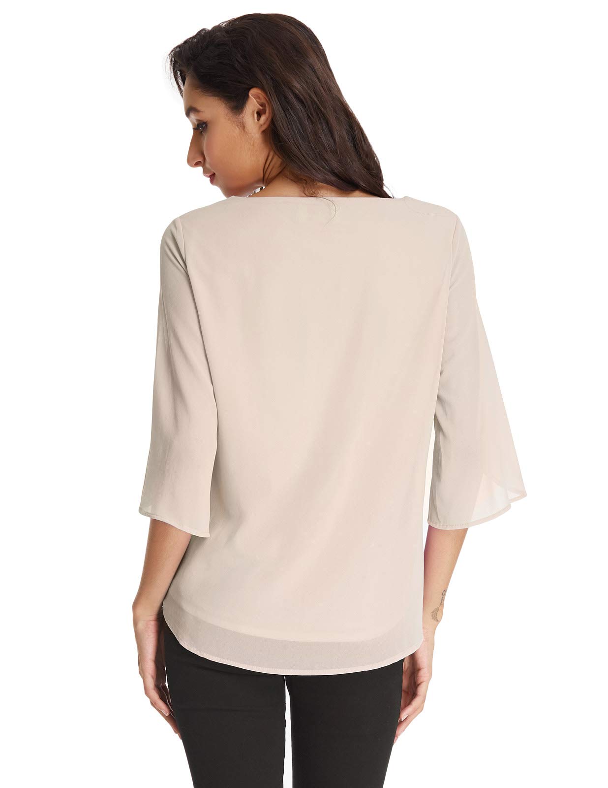 GRACE KARIN Camicia Donna Paillettes a Manica a 3/4 Top Elegante Girocollo Manicotto Split