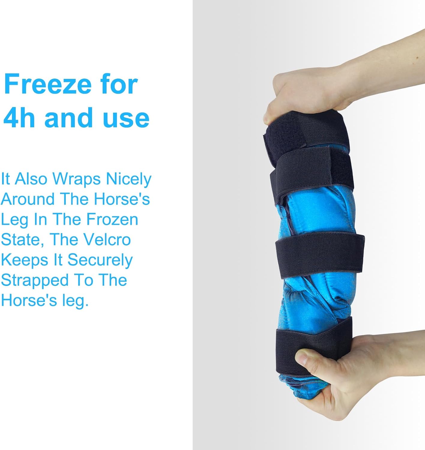 Horse Ice Boots – Reusable Gel Horses Ice Pack for Swelling & Pain | Cooling Leg Wraps for Horse Hock, Horse Knee, Horse Ankle & Horse Hooves | Horse Supplies & Care Gift Ideas – 1 Pair, Blue