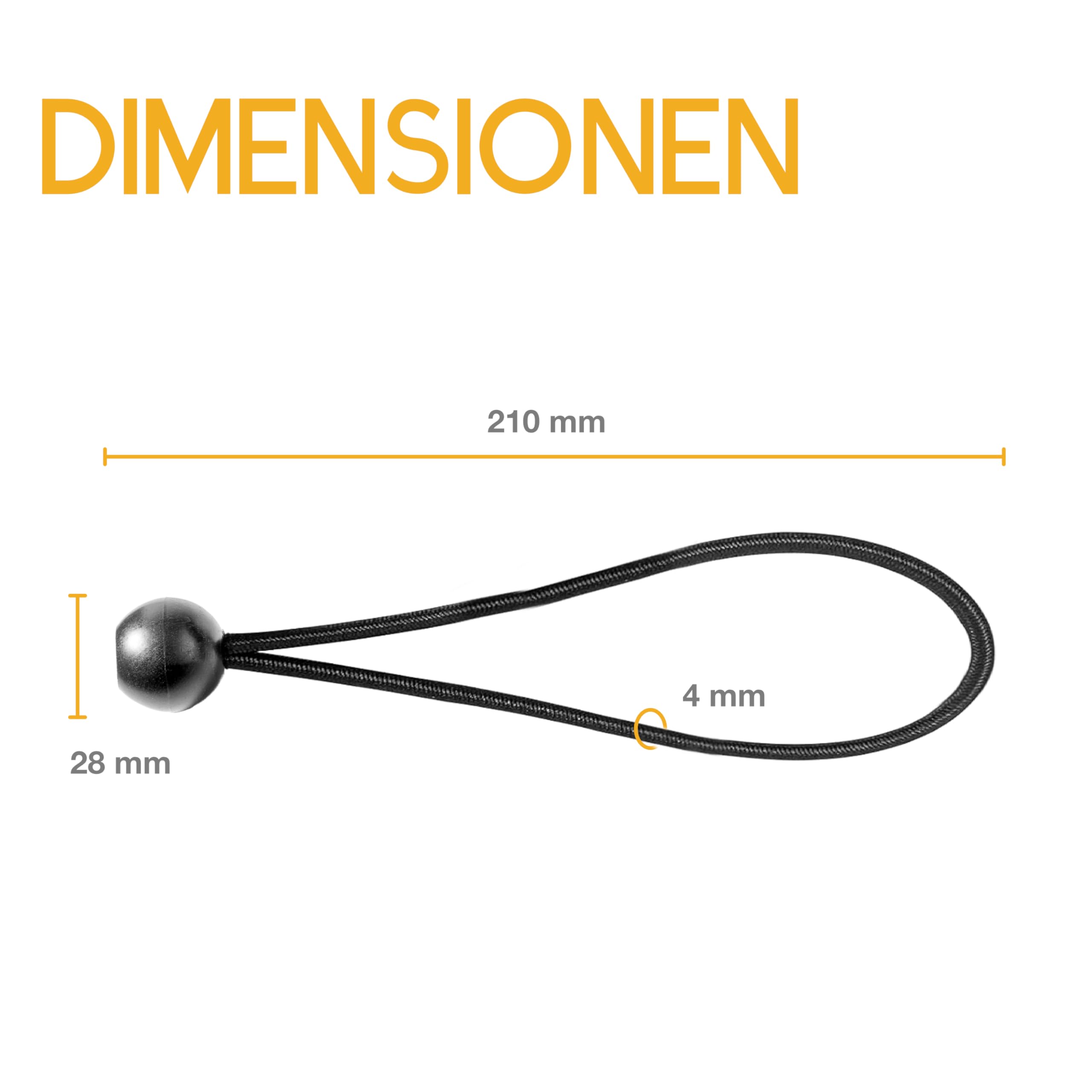 fuxton 100 Spanngummis mit Kugel, schwarz 21 cm für Zelte, Plakate, Schnellspanner, Expanderschlingen, Planenhalter, Planengummi, Zeltgummis