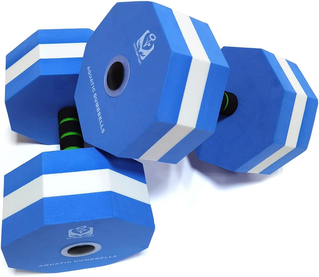 davidamy’s gift Octagon Water Aerobic Exercise Foam Dumbbells Pool Resistance 1 Pair, Water Fitness Exercises Equipment for Weight Loss