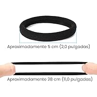 Vista 2 de 50 ligas negras para el cabello para mujer, bandas de algodón sin costuras, soportes elásticos para cola de caballo, no dañan el cabello grueso, 2