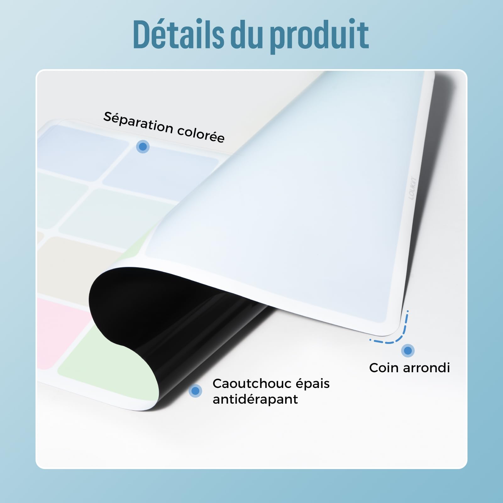 LOUKIN Tapis de bureau effaçable à sec, tapis de souris, tableau blanc d'écriture, protecteur de bureau antidérapant pour bureau, maison, école (comprend 2 marqueurs effaçables à l'eau et un chiffon