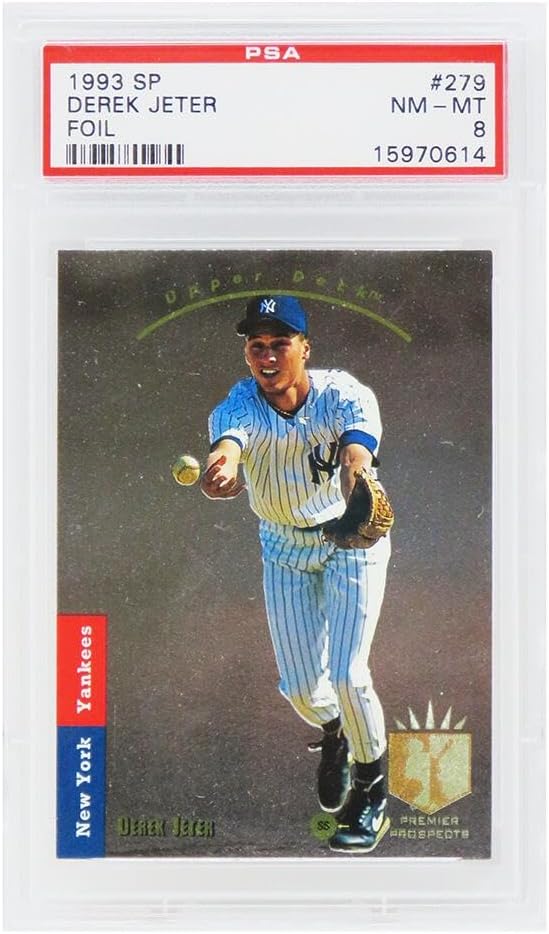 Derek Jeter (New York Yankees) 1993 SP Foil Baseball RC Rookie Card #279 - PSA 8 NM-MT (B) - Baseball Slabbed Rookie Cards