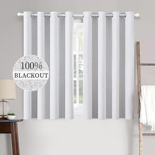 Vista 102 de MIULEE - Cortinas blancas opacas con textura de lino para dormitorio o guardería, con aislamiento térmico, con ojales, para sala y decoración, 52 x