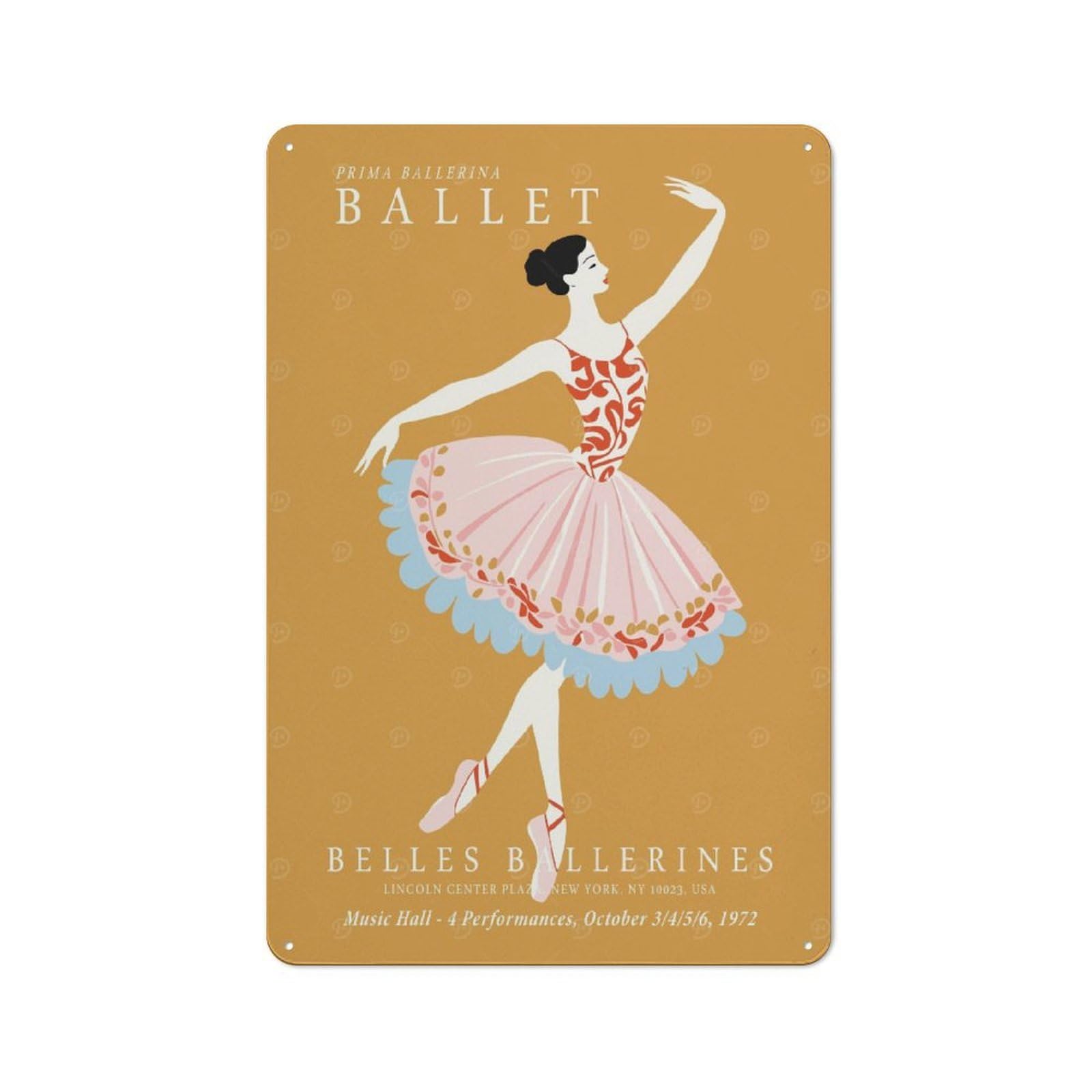 Junmoney Style-11 For Home Office Or Studio, Prima Ballerina Ballet Vintage Tin Sign 30X20cm, Tin Sign Wall Decor For Home Offices And Studios