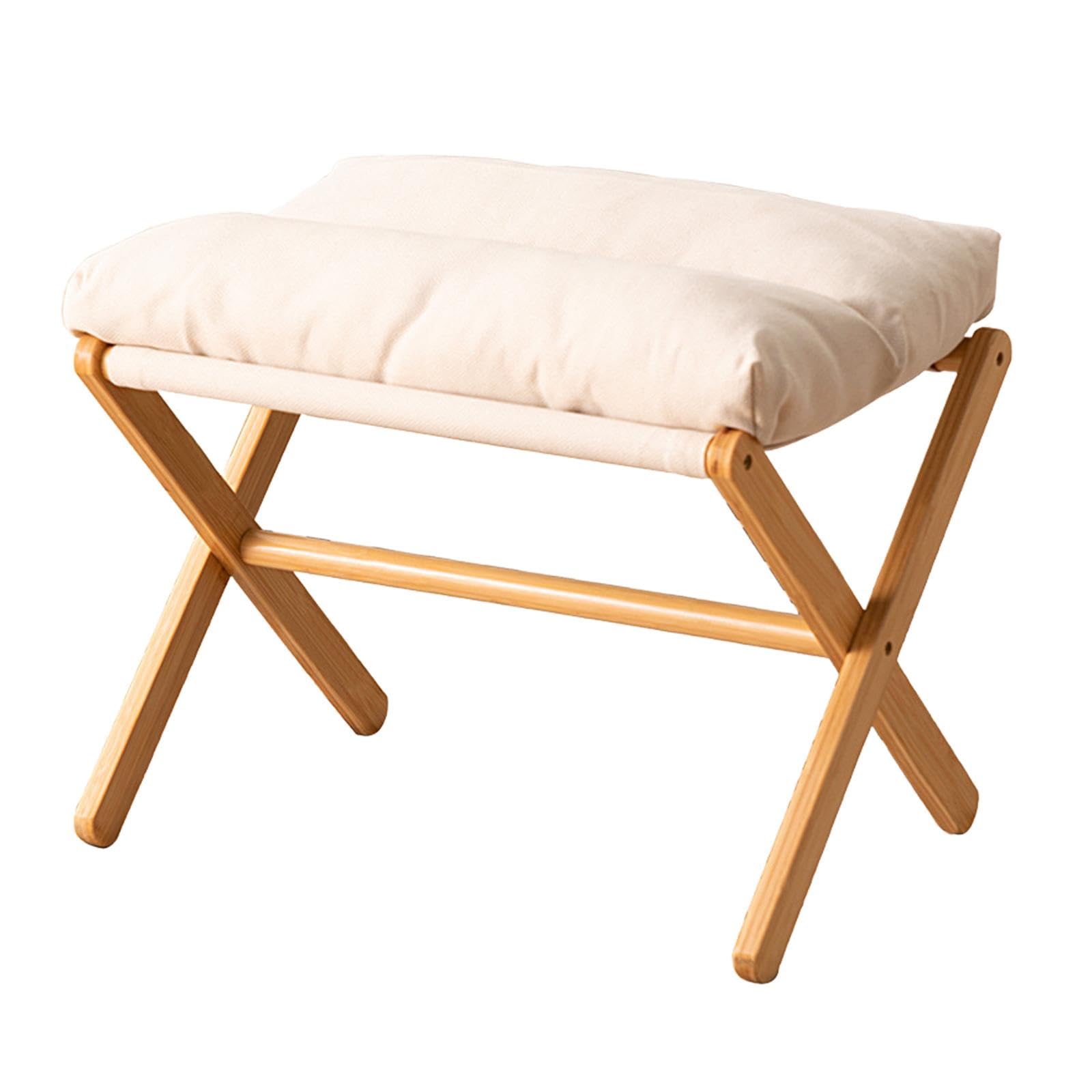 Tabouret de maquillage pliable beige pour coiffeuse et bureau gain de place