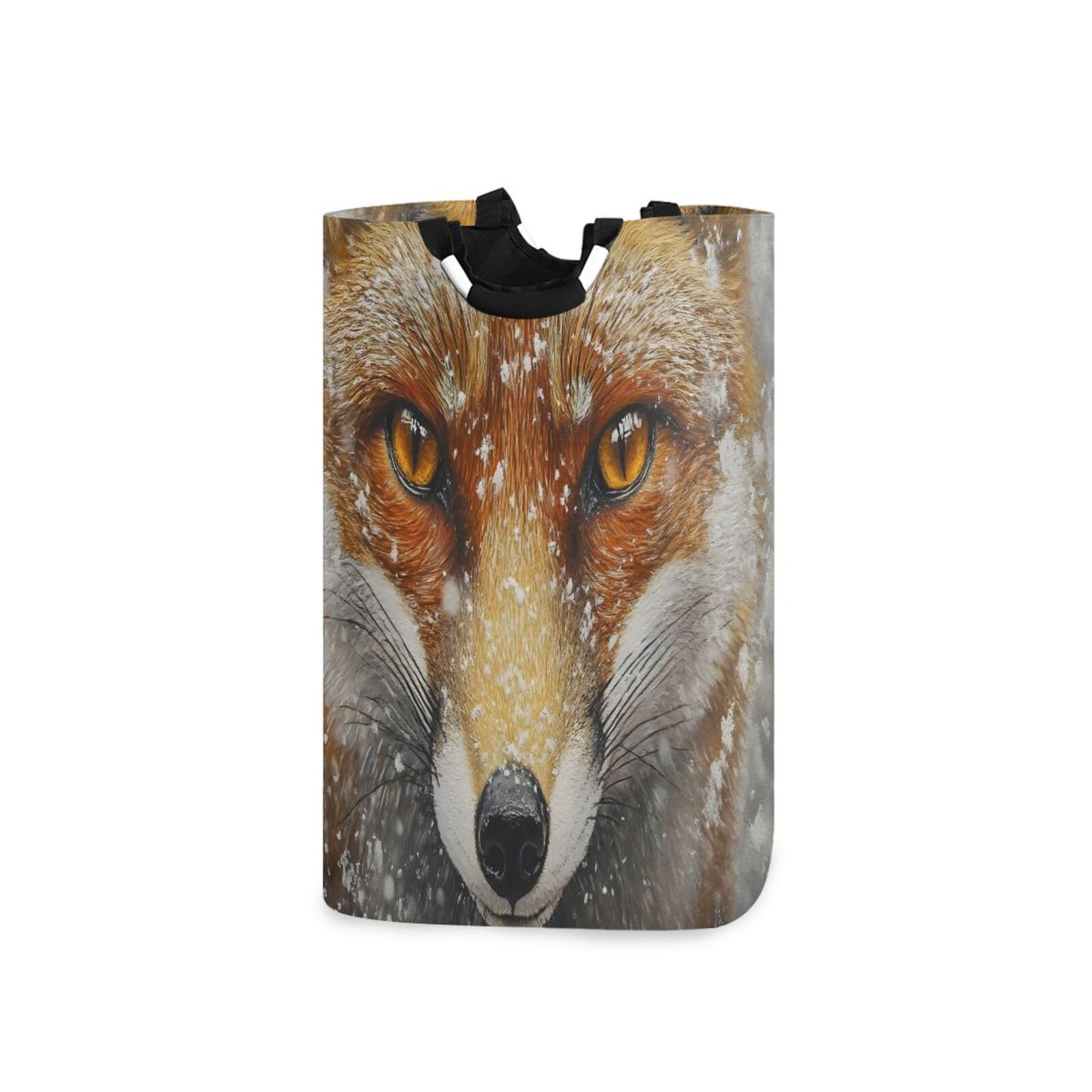 Jihqo Laundry Hamper Basket Forest Fox Portrait Collapsible Nursery Storage Bin Waterproof Clothing Baskets for Home Bedroom Bathroom Washing Room
