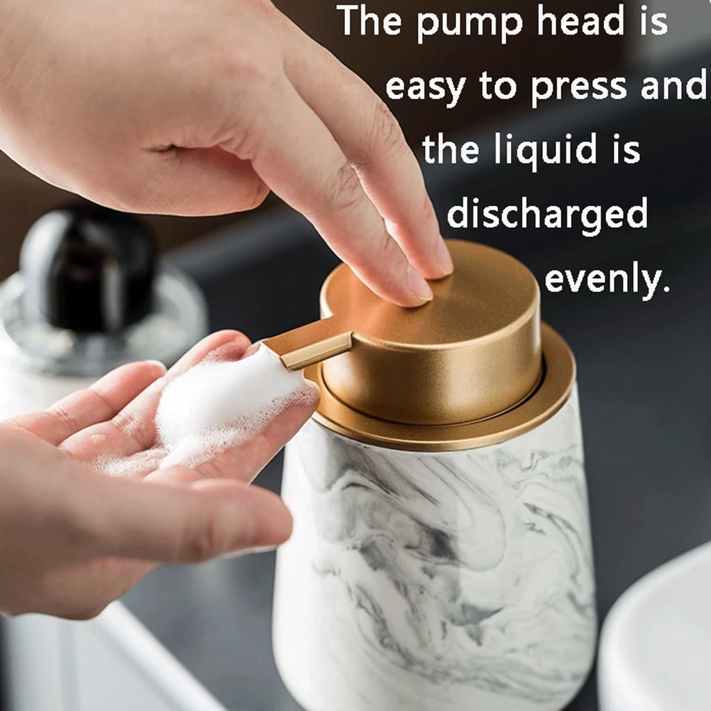 Keramiek Zeepdispenser Lotiondispensers voor op het aanrecht Handmatig Ronde Flessen Dispenser Schuimtype 380 ml (13,3 oz)