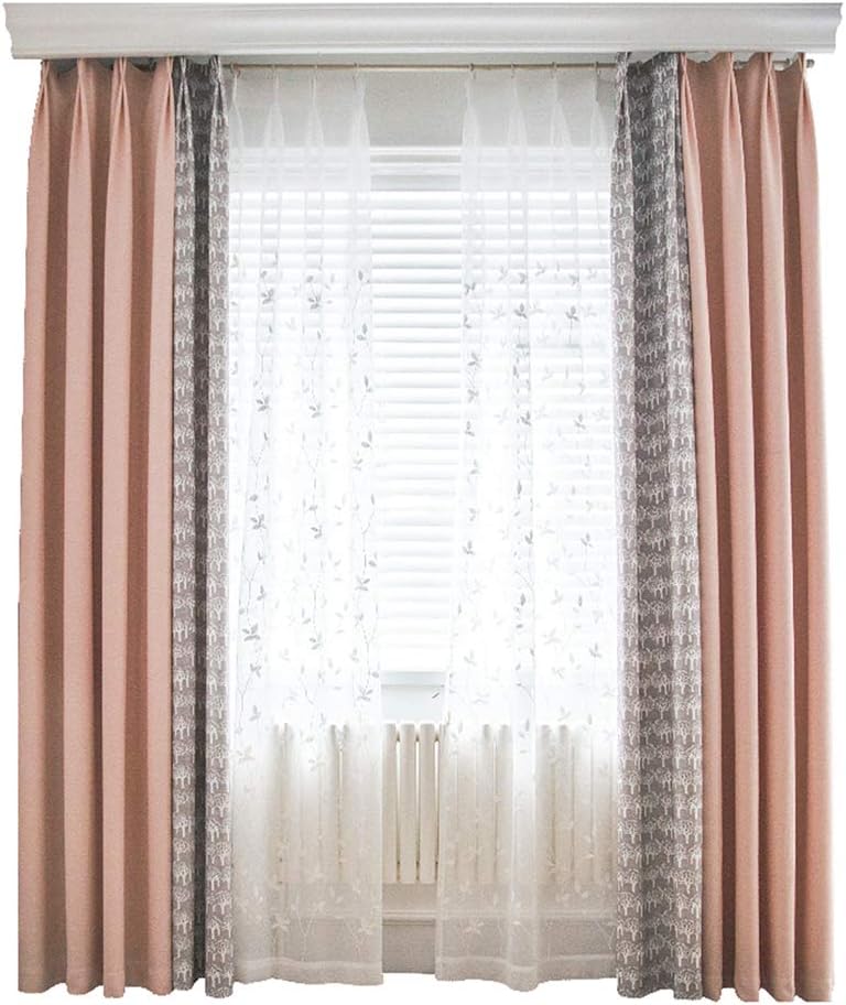 NSAIH Blackout Curtain,Thermal Insulated Curtain,Fashion Stitching,Pink Blackout Curtain,for/Kids Bedroom Living Room Home Decoration,Cloth Curtain,1pcs