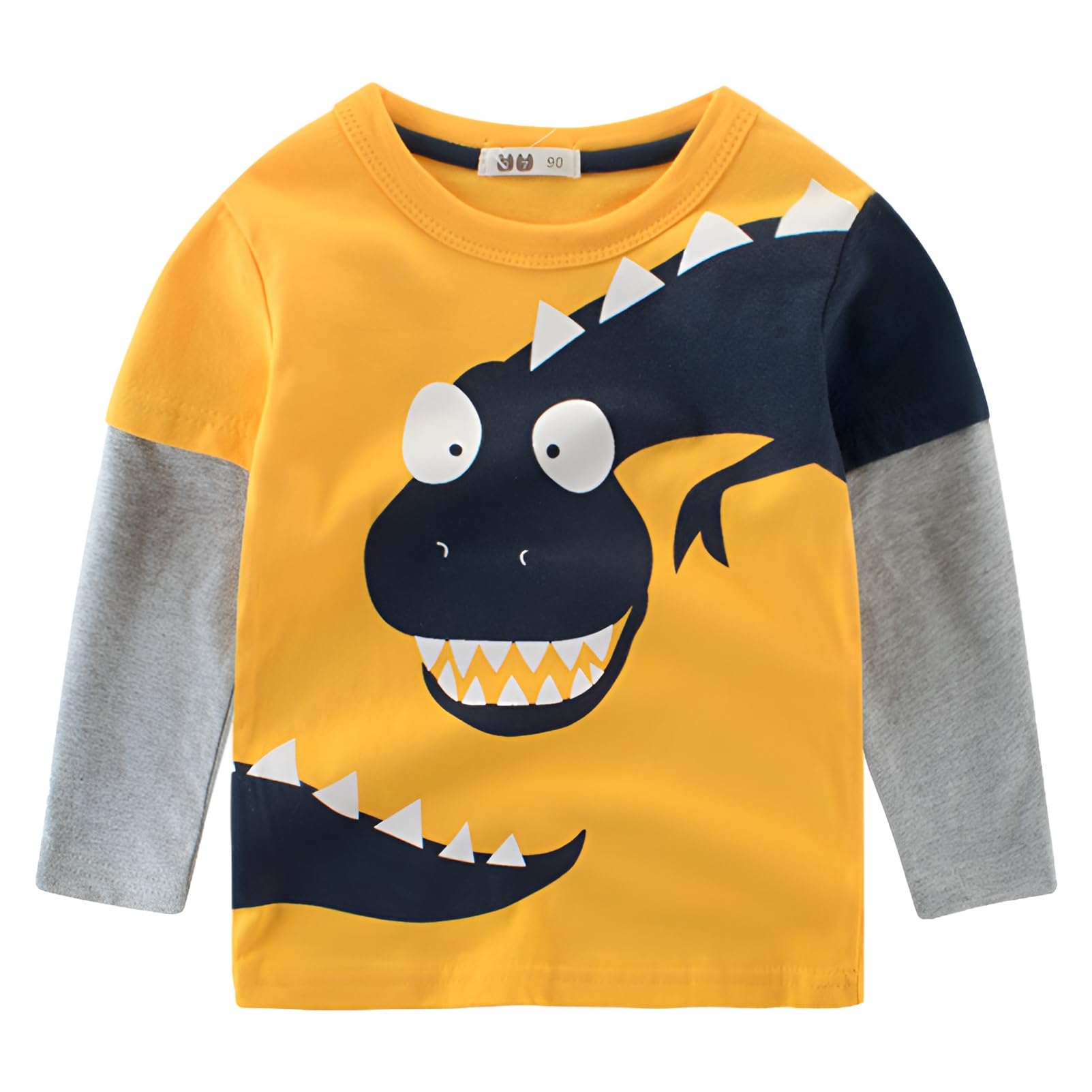 amropi Bébé Garçons Dinosaure T-Shirt à Manches Longues Lot de 3 Coton Tee Shirt Top pour 1-8 Ans
