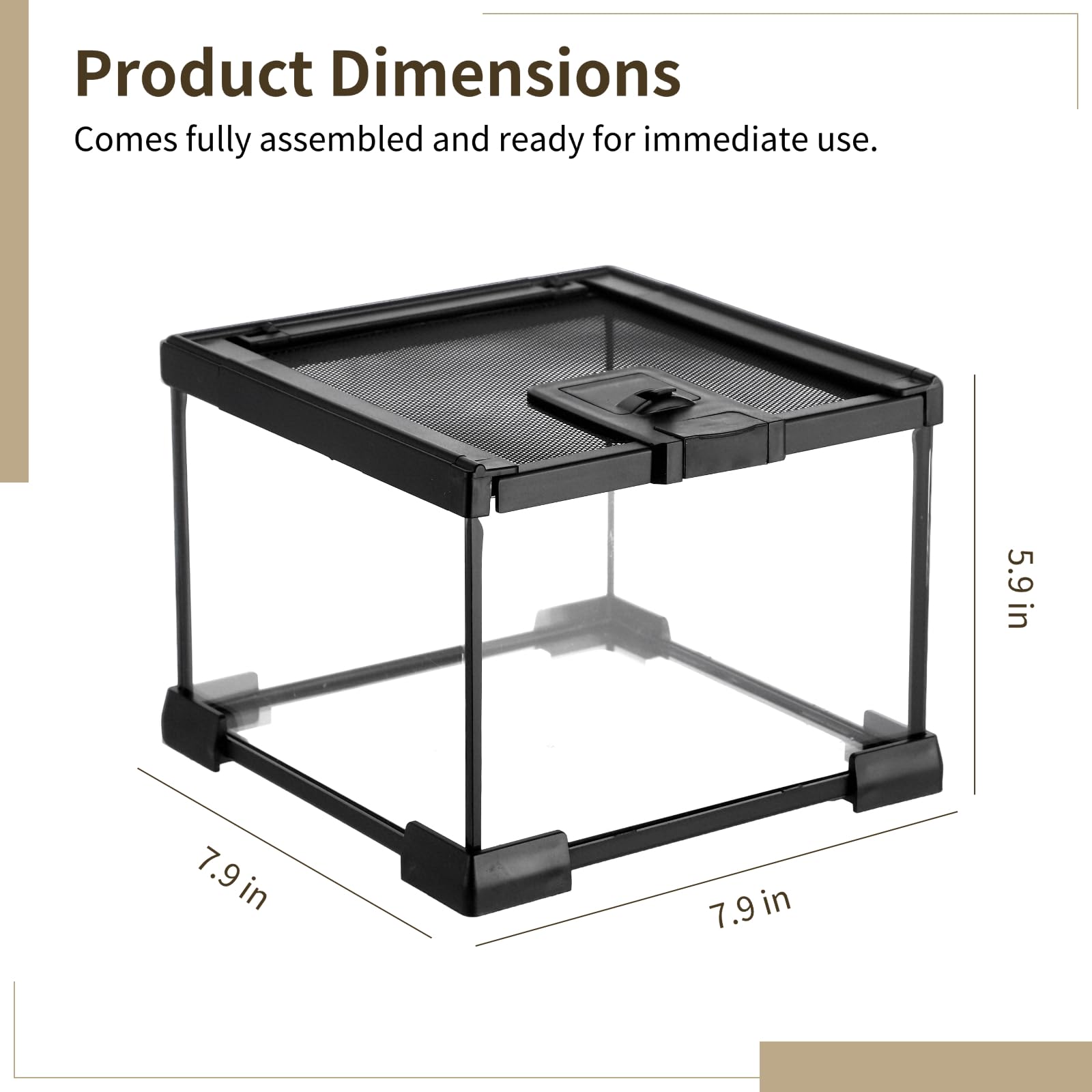 Mini-Reptilien-Glasterrarium 7,9 x 7,9 x 5,7 Zoll, Vollsicht-Regenwald-Vivarium, stapelbares Gehege für Schildkröten, Geckos, Frösche, Einsiedlerkrebse, Keine Montage erforderlich