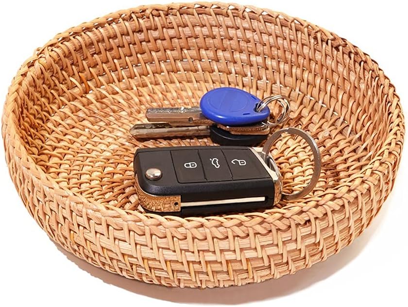 Woven Wicker Organizer Basket for Entryway and Countertops
