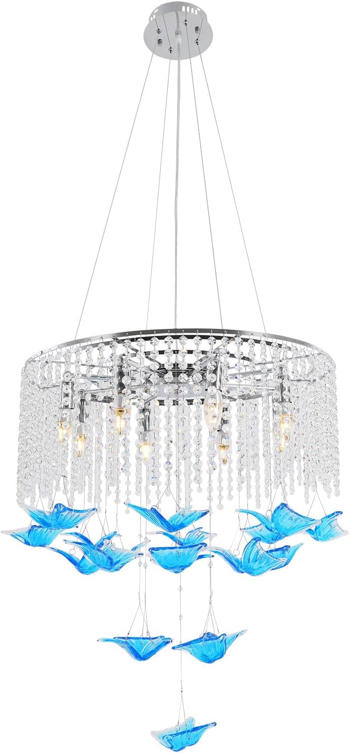 Modern Crystal Chandelier Ceiling Light Fixture with 8 E12 Sockets Nordic Style Elegant Decoration for Living Room Dining Bedroom