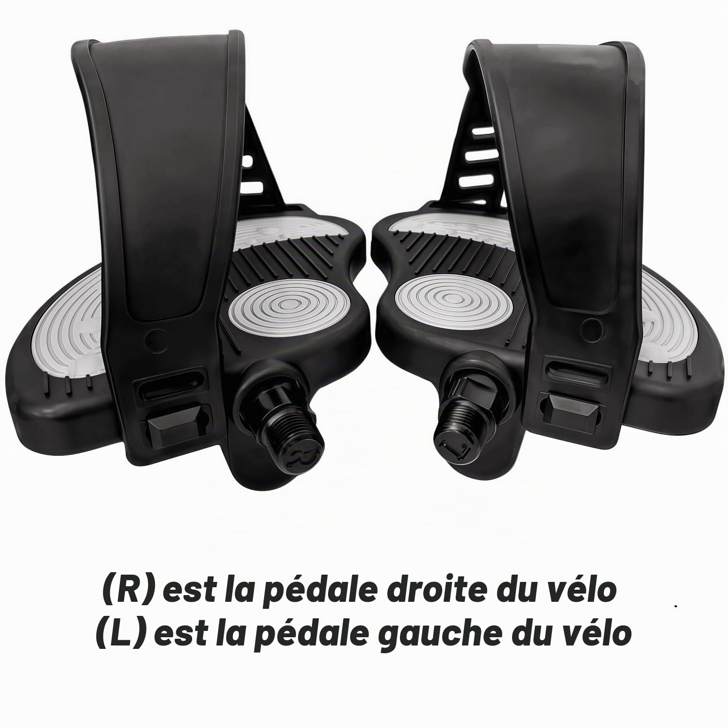 YBEKI 1 paire de pédales de vélo d'appartement de qualité supérieure avec sangles – Broche 9/16" (14,3 mm) et 1/2" (12,7 mm) – Compatibilité universelle avec Peloton, Schwinnn, Kettler, Christopeit