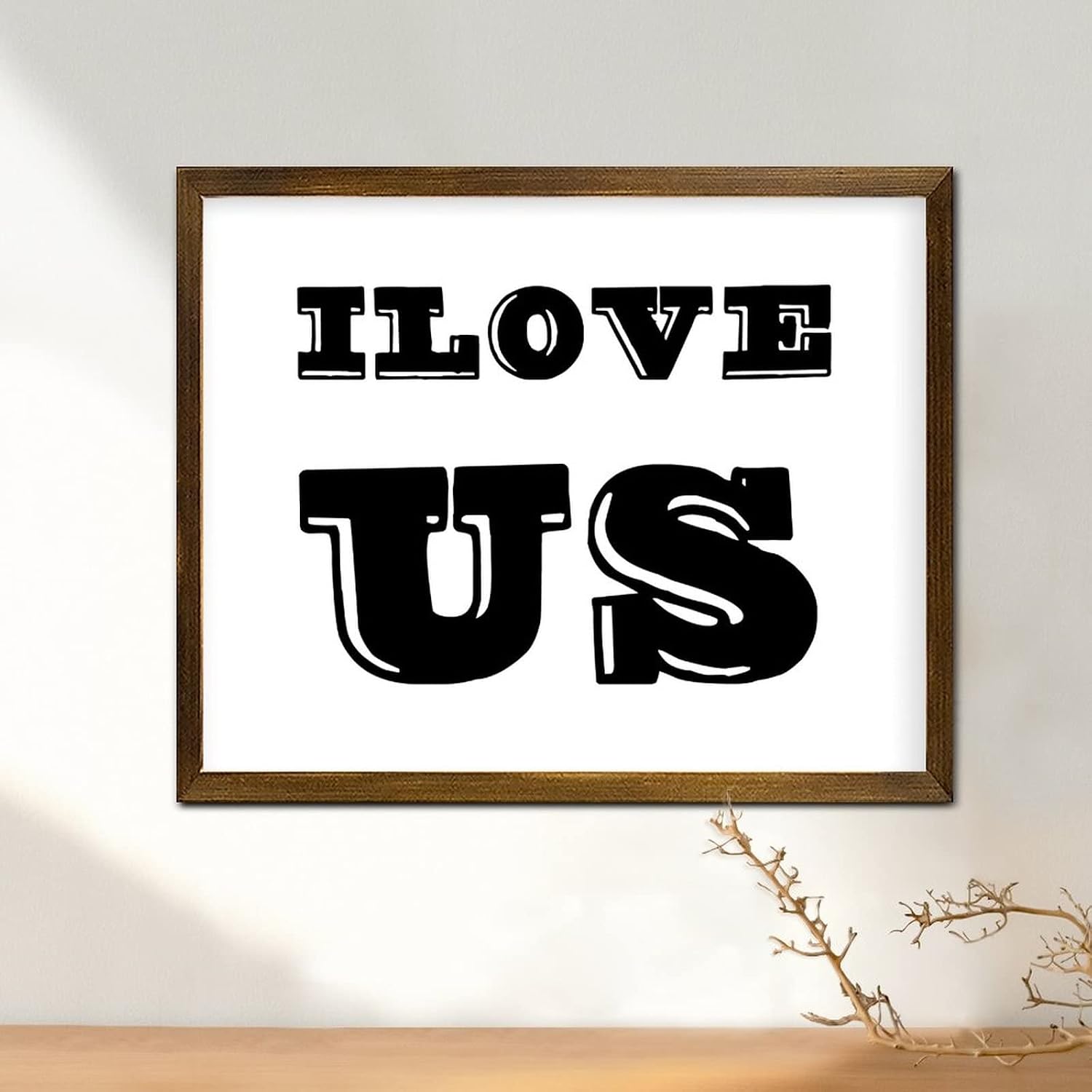 Frame Sign I Love Us Sign Bible Verse Religious Jesus Farmhouse Decorative Wood Wall Decor for Playroom Nursery Decor 16x20in Family Quotes Wooden Sign Wall Decor Birthday Gift