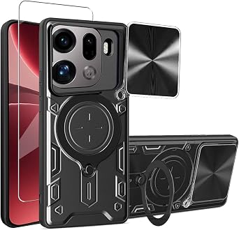 Phone Case for Oppo Find X9 Pro 5G Case, Built Slide Camera Protection Cover,Military Heavy Duty Full Body Protective Phone Case - Black