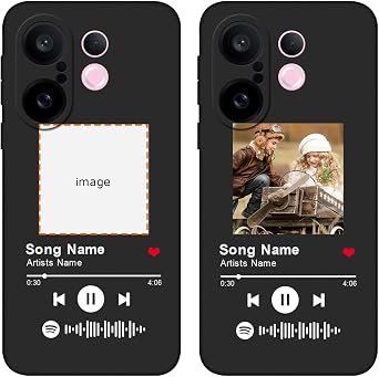 Custom Case Compatible with Vivo X200 FE, Spotify Code Photo Personalized Customized Music Player Song Plaque Image Text Picture Design Shockproof Black Soft Cover Shell