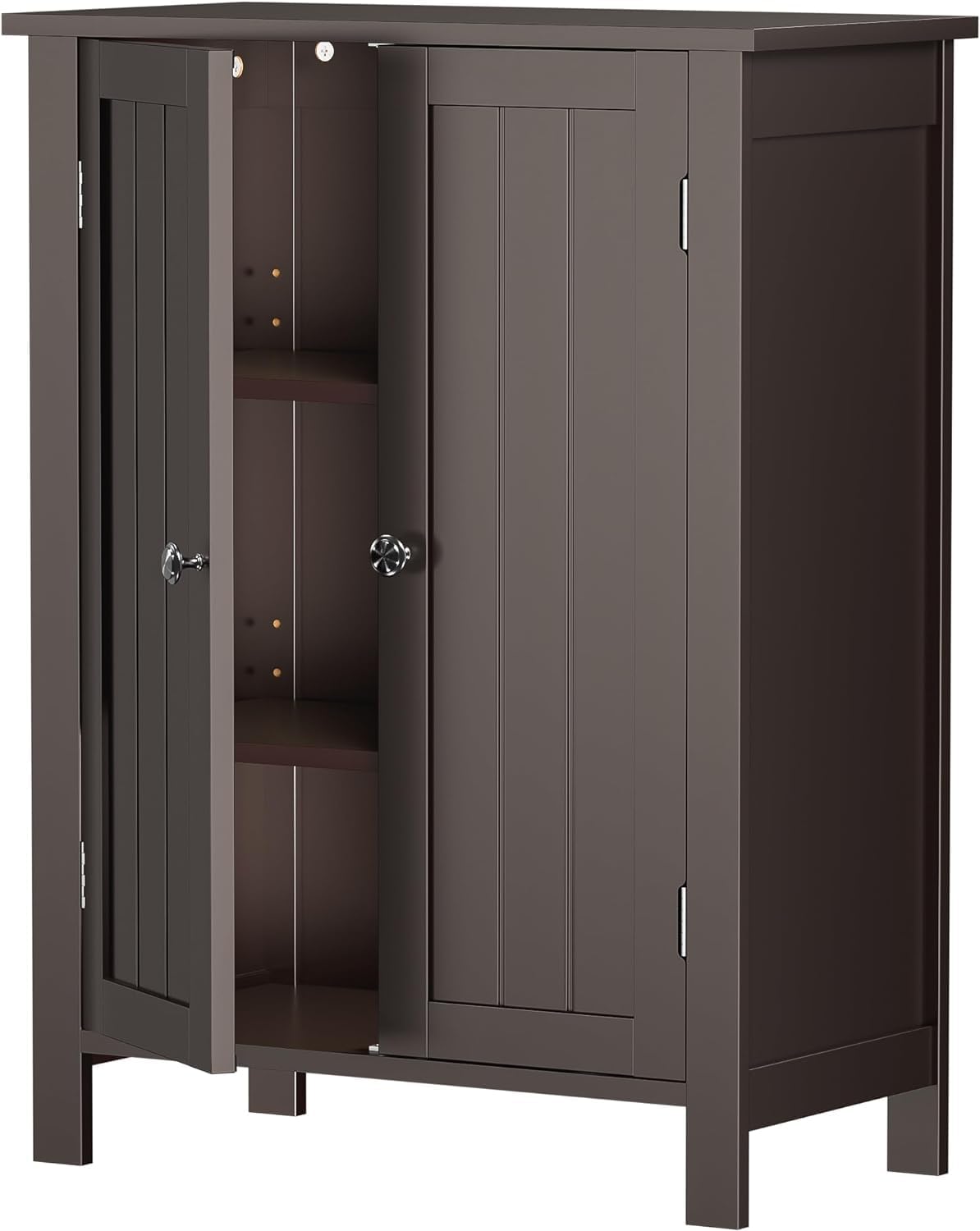 Bathroom Floor Storage Cabinet, Modern Wooden Storage Organizer Unit, 3-Tier Freestanding Console Table w/Adjustable Shelves, File Cabinet, Bathroom, Living Room Furniture Home Decor (Brown)