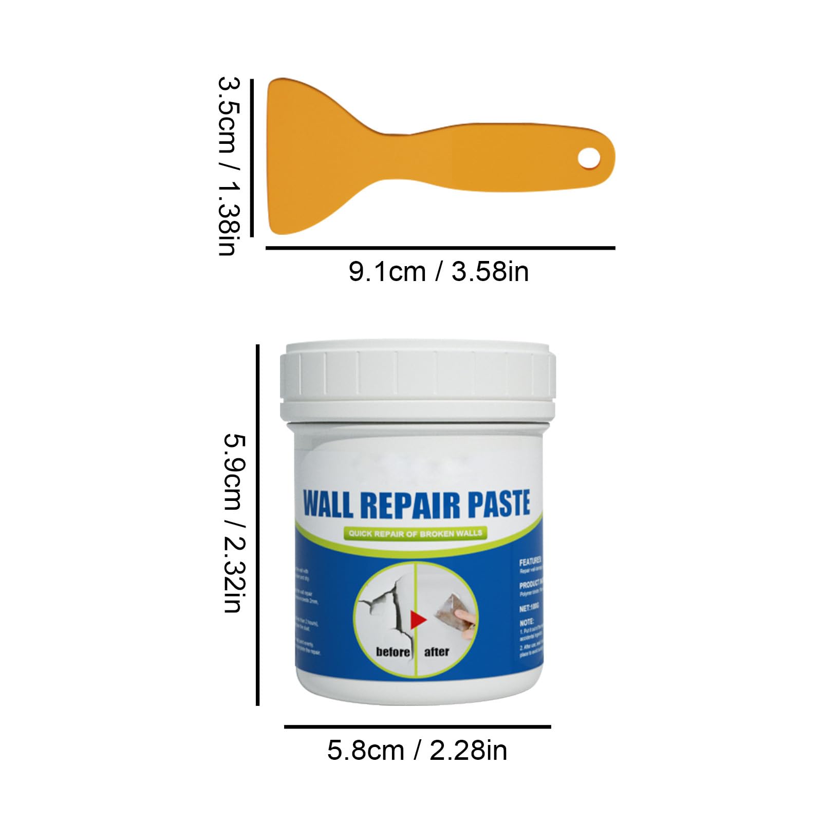 Drywall Repair Kit, Spackle Wall Repair Kit, 3 Pack Wall Mending Agent Putty Wall Repair Paste Plaster Wall Crack Nail Hole Wall Hole Filler Scraper Sa - View #3