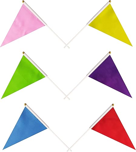 Miniatura 5 de Paquete de 27 banderas de banderines de color sólido, pequeñas, pequeñas, lisas, blancas, rojas, azules, negras, verdes, amarillas, moradas,