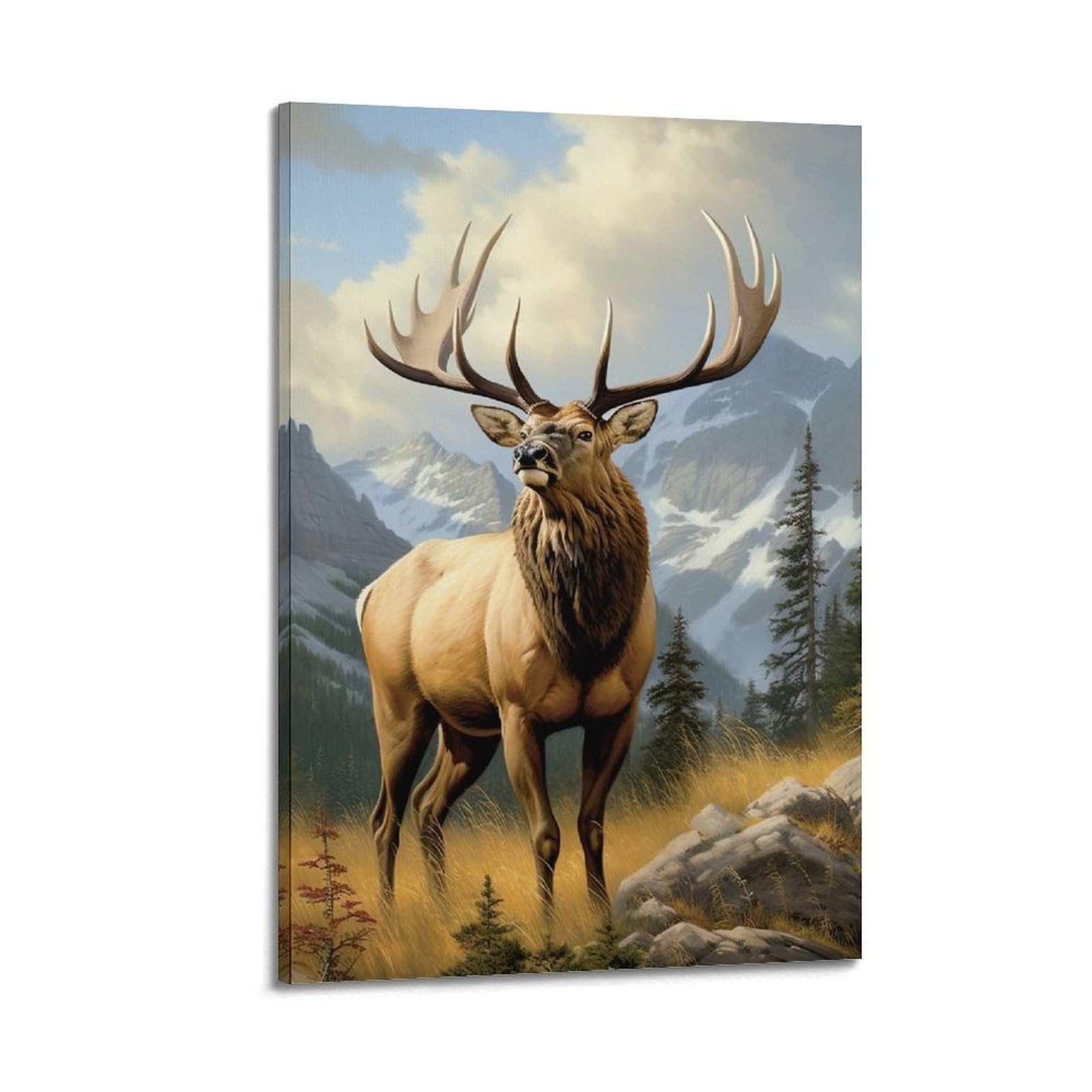ZSZWHJ Animal Poster Elk in The Forest Poster Decorative Painting Canvas Wall Posters And Art Picture Print Modern Family Bedroom Decor Posters 20x30inch(50x75cm)