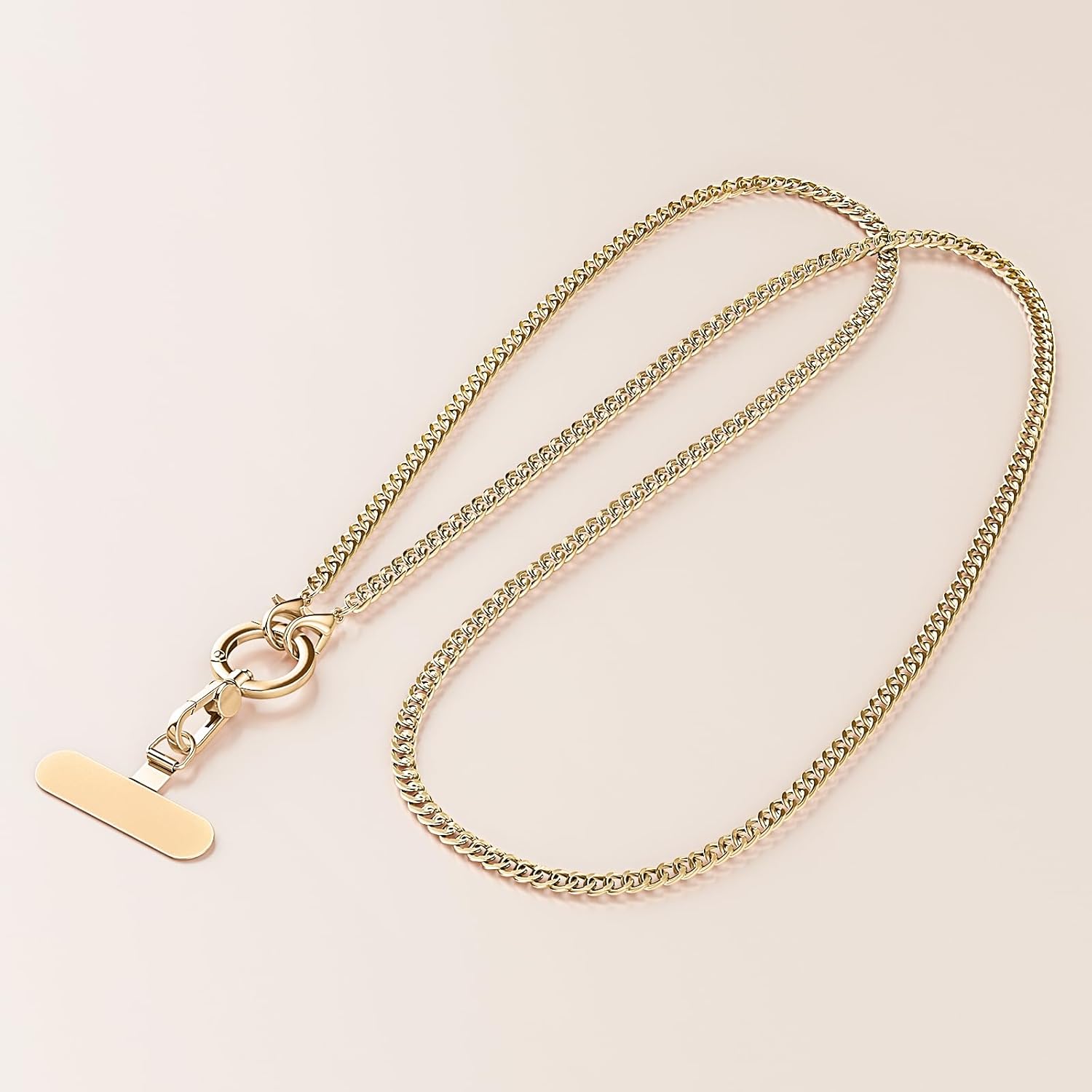 Phone Strap Crossbody Chain 360° Rotating Detachable Cell iPhone Lanyard with Stainless Steel Clip Tether Finger Ring Hook Durable Neck Cross Body Universal for Phones Women Anti-Drop Anti Theft Gold - Image 3