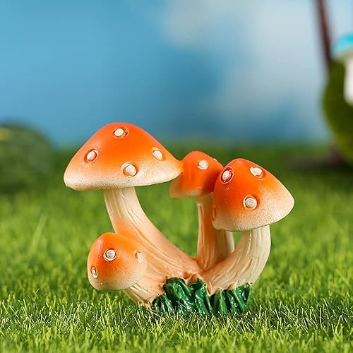 Miniatura 4 de DIYOMR 5 figuras de hongos, serie creativa de hongos de resina, accesorios de jardín de hadas, decoración para interiores y exteriores