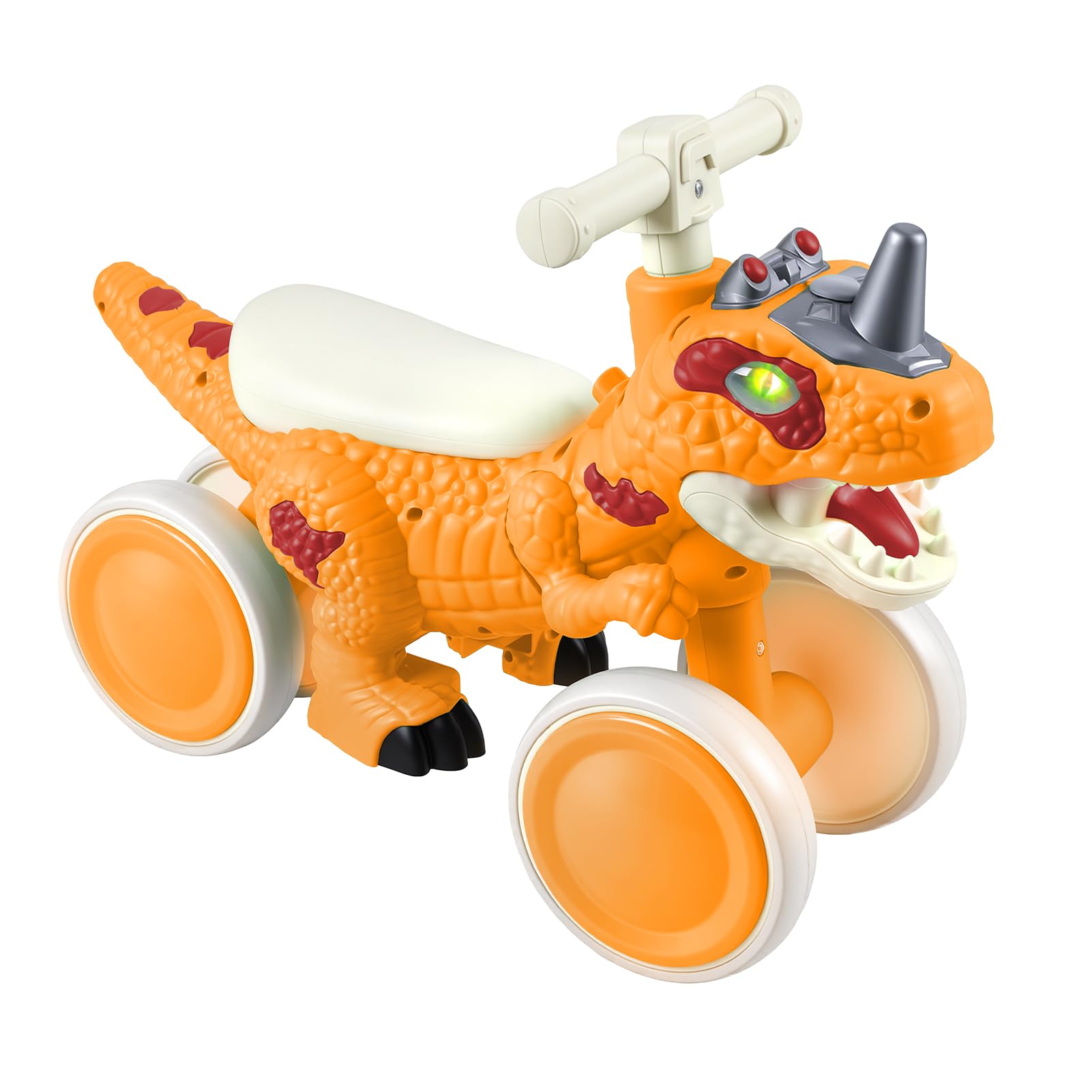 Draisienne Dinosaure Bébé 12 à 36 Mois sans Pédales, 4 Roues, Sons et Brume