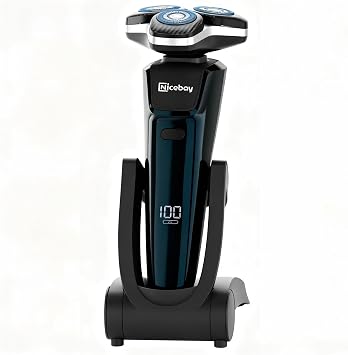 NICEBAY Electric Shaver, Electric Razor for Men,Nose Trimmer, Wet/Dry Shaver LED Display/Travel Lock/Type C/Ipx7/Charging Stand