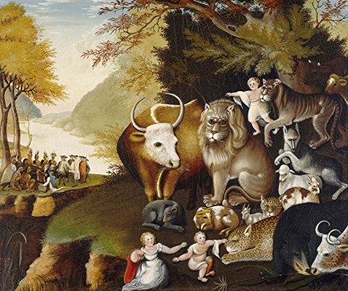 Get Custom Art Edward Hicks - The Peaceable Kingdom, Poster Art Print Wall Decor - Size 24x28 Inches