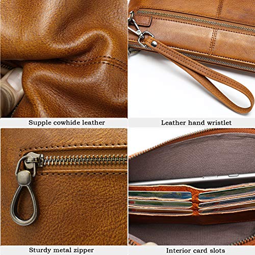 NIUCUNZH Genuine Leather Mens Clutch Bag Man Purse Handbag 12 inches Large Hand Bag Big Clutch Wallet4