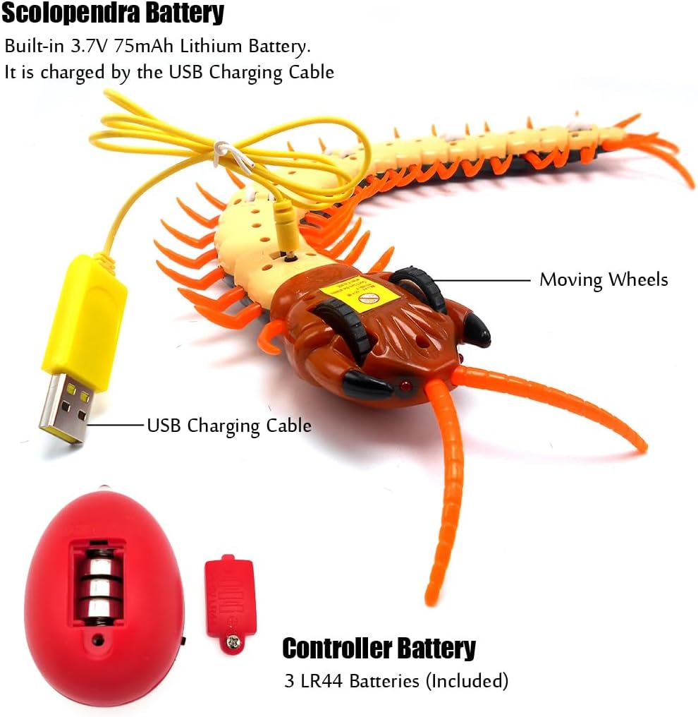 Tipmant Simulation RC Centipede Scolopendra Realistic Remote Control Vehicle Car Animal Insect Large Size Electric Prank Toy Kids Christmas Birthday Gifts (Navy Green)