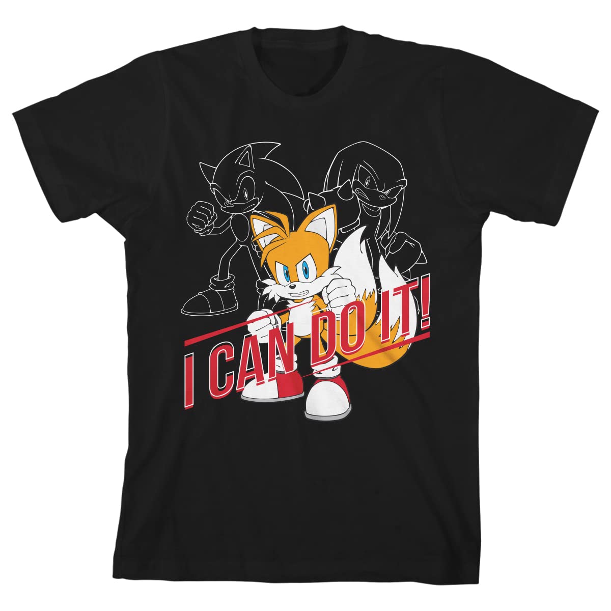 Bioworld Sonic The Hedgehog Tails I Can Do It Boy's Black T-Shirt