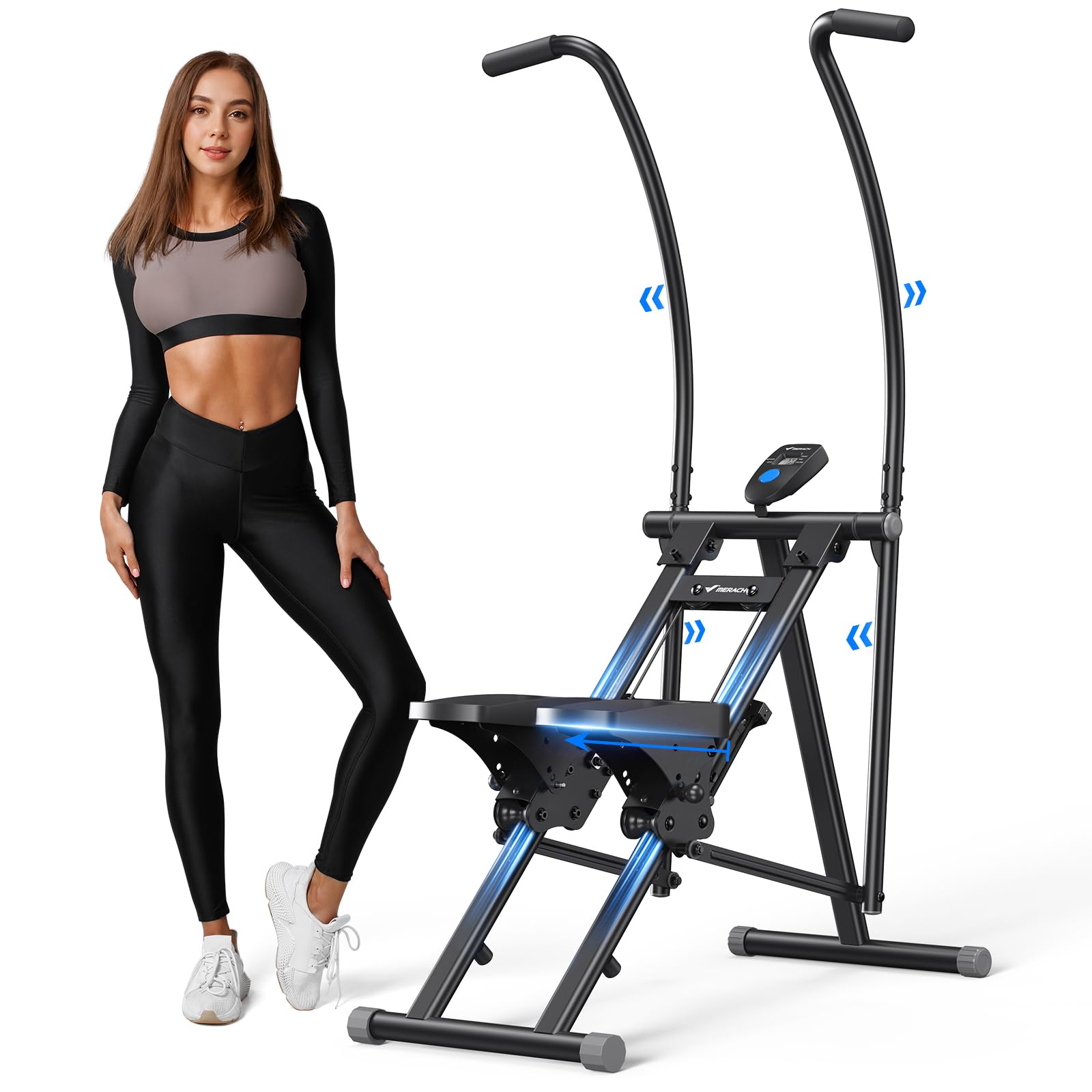 MERACH 2026 Stair Stepper für zuhause,Vertical Stair Climber Maschine|2438 | Ganzkörper-Workout,Compact Folding Cardio Übung Climber mit erweiterten Schrittweite,verstellbare Lenker & Pedale,Bis 150 KG