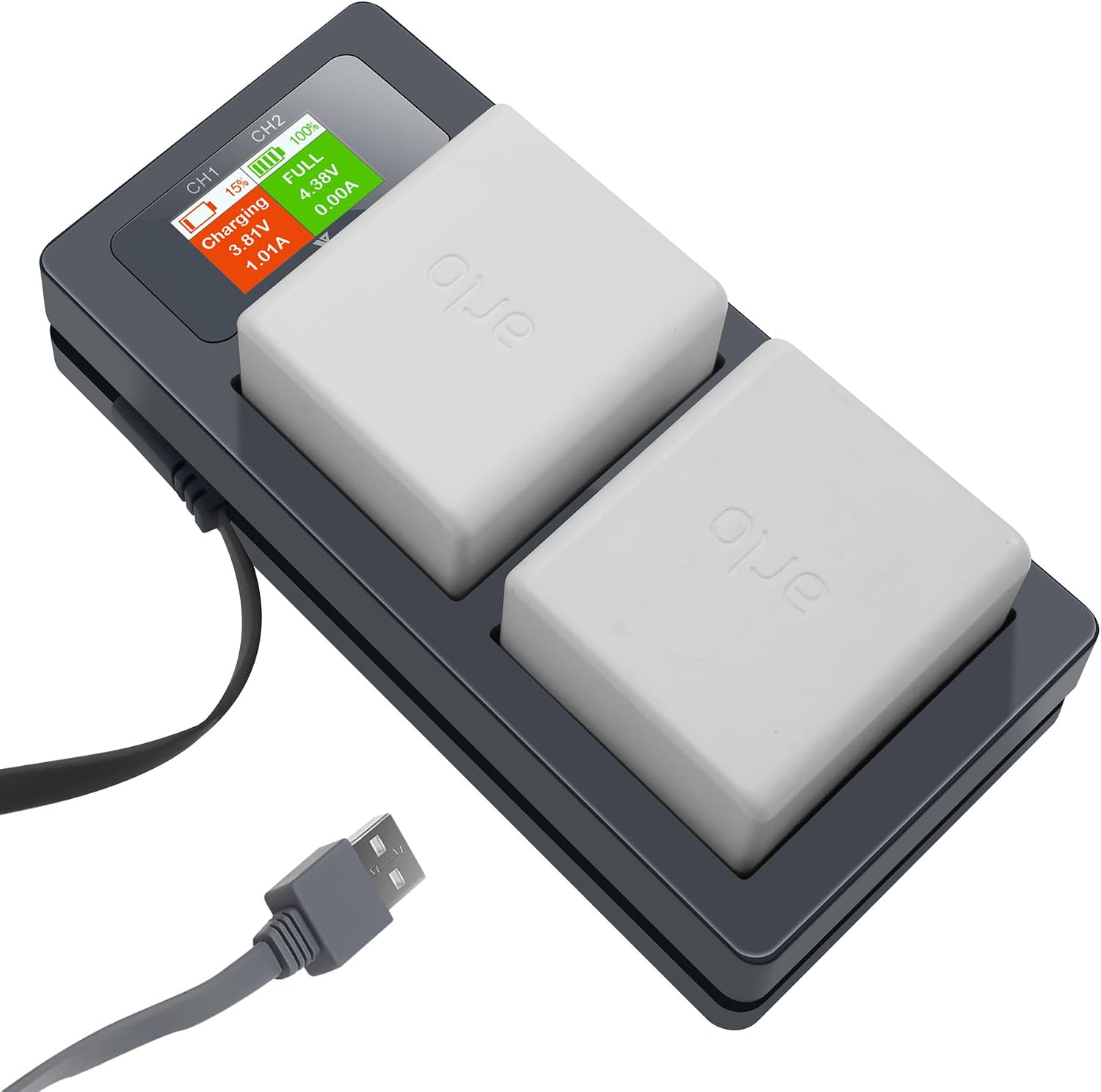 Hanatora LCD Battery Charger for Arlo Pro 3,4,5S 2K,Arlo Ultra/Ultra 2 | Check Battery Level,Digital Dual Charging Station CameraAccessories
