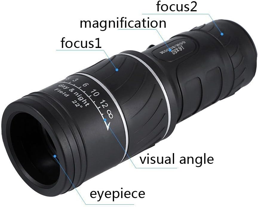 Monocular Telescope 16x52, Fdorla High Powered Monocular Scopes Dual Focus Optics Waterproof/Anti-Fog Spotting Scopes [Low-Light-Level Night Vision]For Outdoor Hiking, Hunting, Camping, Bird Watching