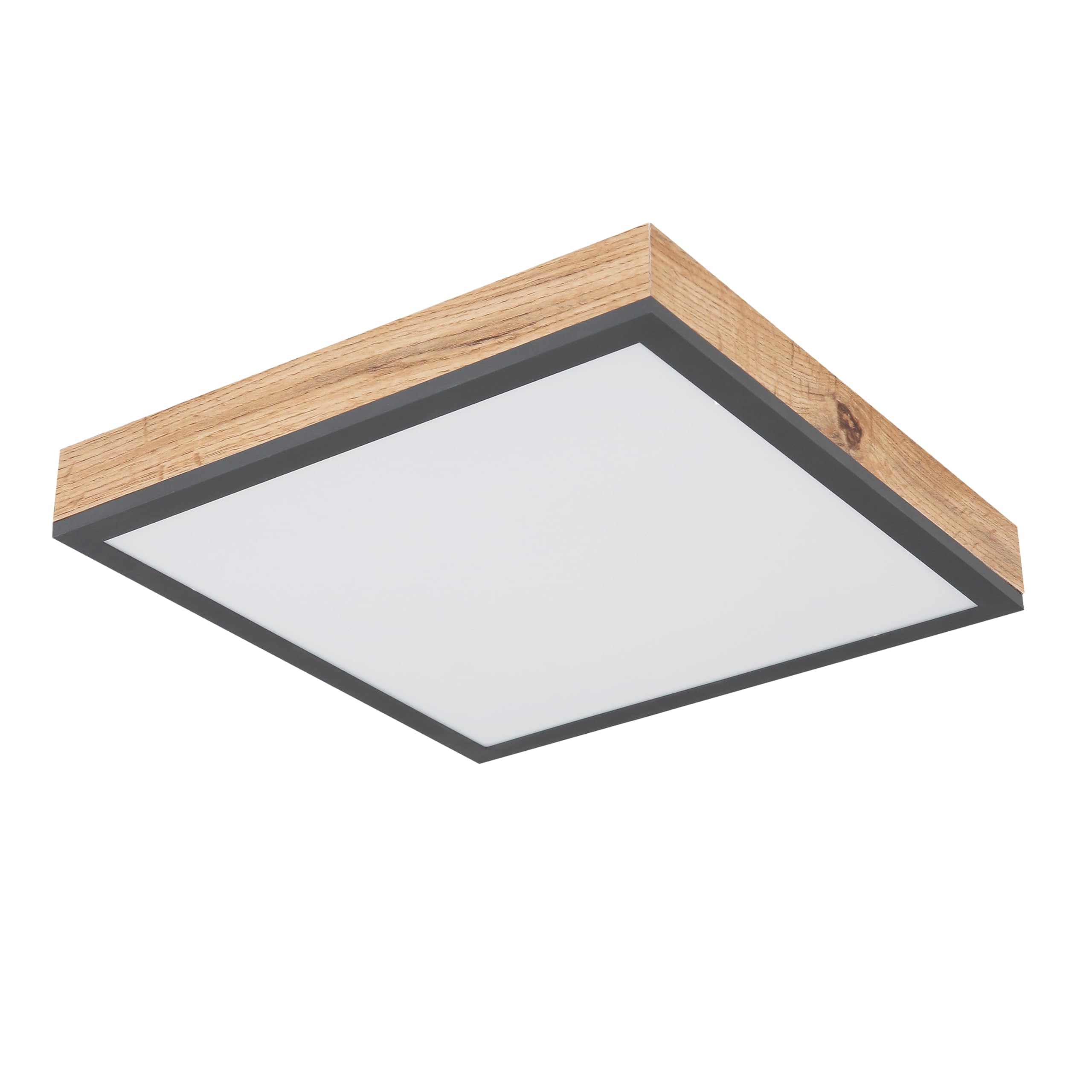 INNOVATE Lampara techo LED apariencia madera [30x30cm - 750 Lumenes - 3000K blanco calido - 12W] Plafon LED techo Luz para cocina, baño, dormitorio, WC I Aplique baño Foco candeeiro teto plafón