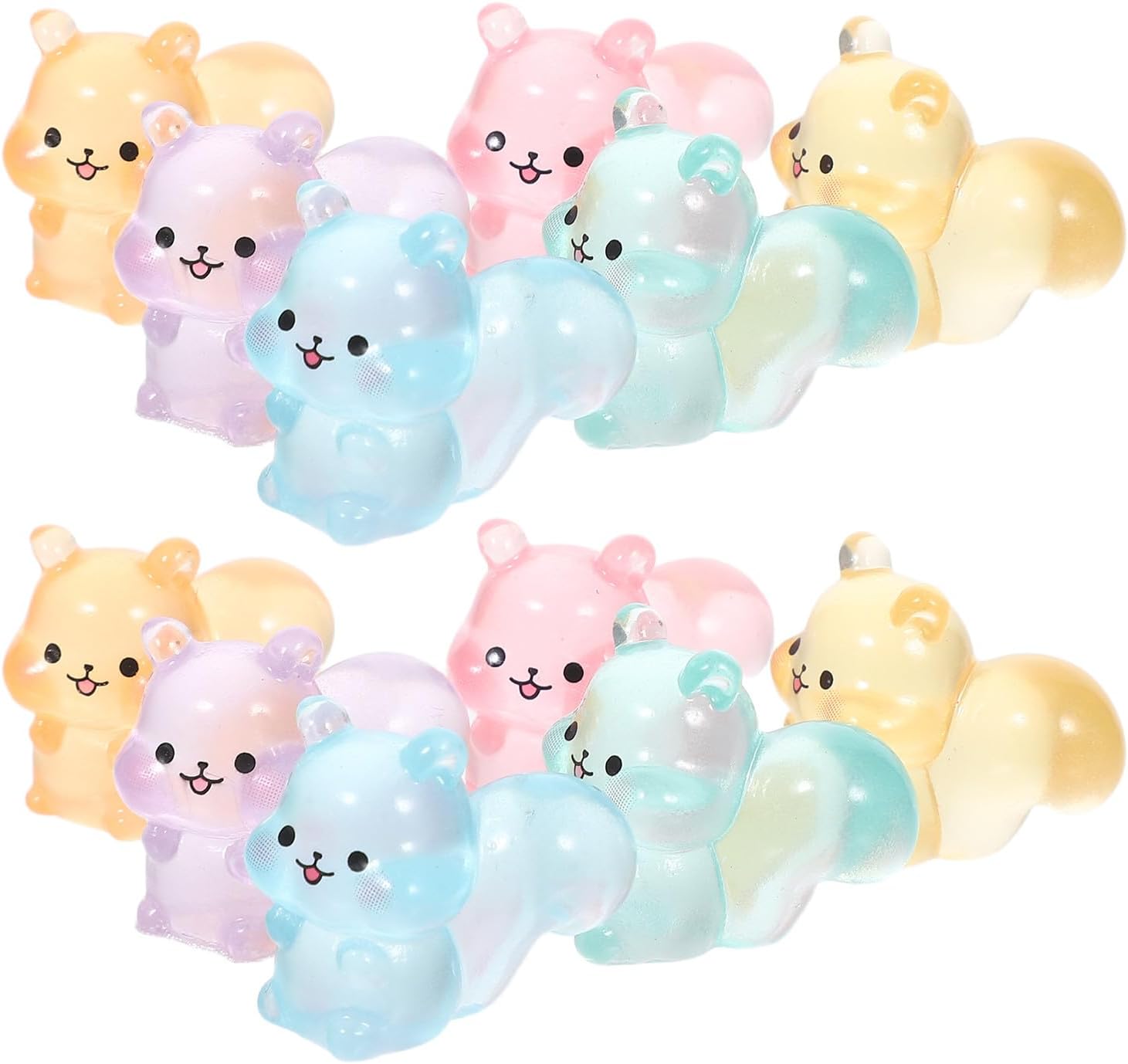 Toyvian 12pcs Mini Resin Squirrel Figurines Glow in Dark, Luminous Miniature Squirrel Decor for Fairy Garden Micro Landscape, Tiny Animal Ornaments for Outdoor Patio and Flower Pots