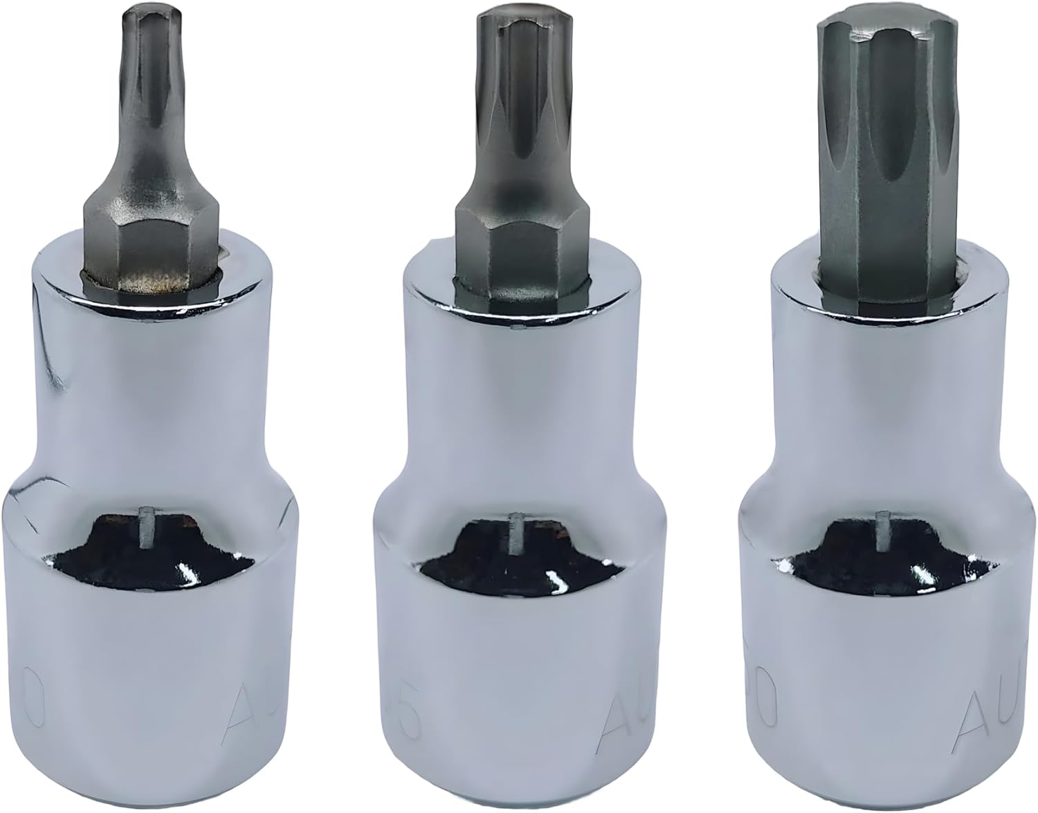 9 Pcs. CRV (T-10, T-15, T-20, T-25, T-27, T-30, T-40, T-45, T-50) Torx Key Set, (9 Torx Key Set (Long)), Chrome