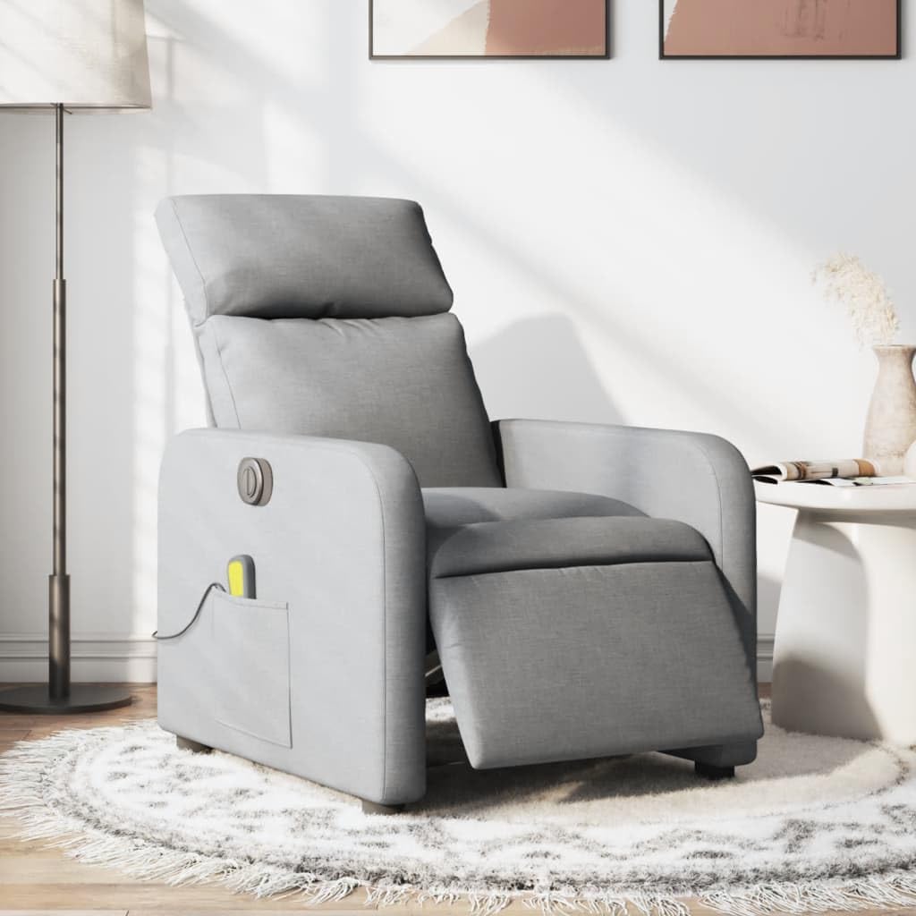 vidaXL Sillón reclinable de Masaje eléctrico Tela Gris Claro