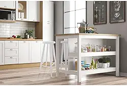 Bancada Gourmet Ilha Cozinha c ilumina Ditália 2prat Cd-1019 cor:branco