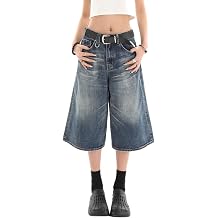 Baggy Jorts Women Y2K Capri Long Jean Shorts Wide Leg Denim Shorts Oversized Summer Streetwear