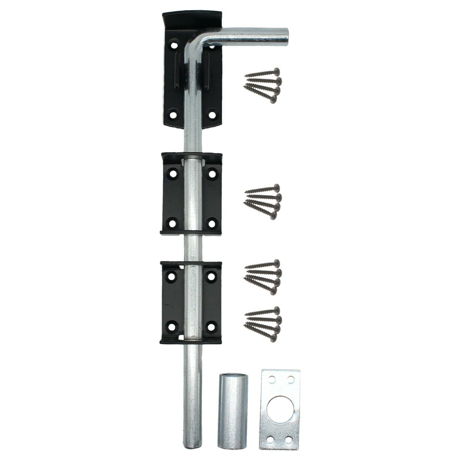 EAI Gate Drop Bolt | Heavy Duty Galvanised 18 Inch / 450mm Gate/Garage Drop Down Bolt | Pack of 1 with Fixings