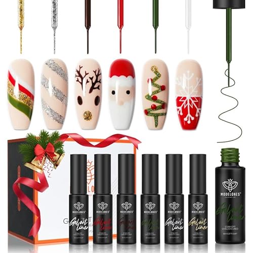modelones 6 Color Christmas Gel Polish Nail Art Liner Set