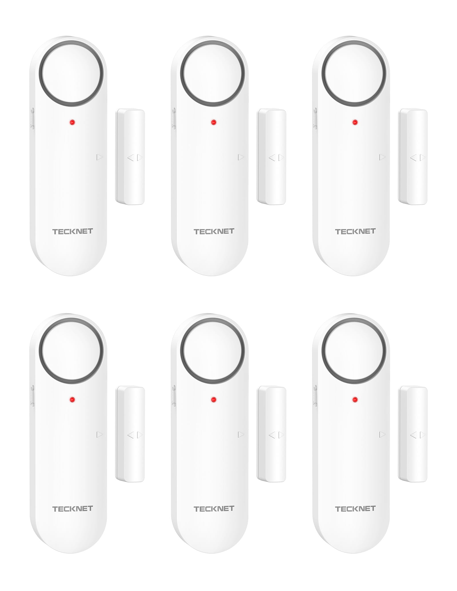 Tecknet Red Door Alarms When Opened, Alarm & Chime Winsow Sensor, Home Security With 3-Level Volume Selection, -Flashing-Ligh Garage Alarms, Door Sensor Alarm For Window, Garage, Pool And Anti-Theft